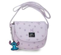 Joumma Disney Bloom Stitch Umhängetasche mit Klappe, Lila, 16 x 14 x 5 cm, PU und Polyester
