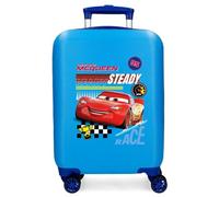 Joumma Disney Cars Lets Race Kabinenkoffer, Kinderkoffer, Harter ABS-Kunststoff, seitlicher Kombinationsverschluss, 4 Doppelrollen, Handgepäck, blau, Koffer