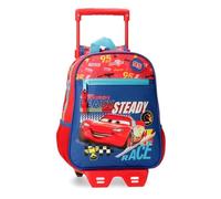 Joumma Disney Cars Lets Race Vorschulrucksack mit Trolley, rot, 23 x 28 x 10 cm, Polyester, 6,44 l, rot, Vorschule Rucksack mit Trolley