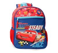 Joumma Disney Cars Lets Race Schulrucksack, aus Polyester, Taschen und Fächer, breite und verstellbare Träger., rot, Tagesrucksa