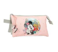 Joumma Disney Federmäppchen, Motiv: Minnie, Wildleder, Grün, 22 x 12 x 5 cm, Polyester, grün, Dreifaches Federmäppchen