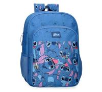 Joumma Disney Happy Stitch Schulrucksack, anpassbar an Trolley, Blau, 30 x 40 x 12 cm, Polyester, 15,6 l, blau, Schulrucksack, anpassbar an Trolley