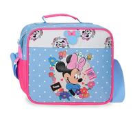 Joumma Disney Kulturbeutel mit Minnie, Blumenmuster, verstellbar, mit Umhängetasche, Hellblau, 23 x 20 x 9 cm, Polyester
