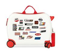 Joumma Disney Micky Racing Kinderkoffer, weiß, 50 x 38 x 20 cm, starr, ABS, seitlicher Kombinationsverschluss, 34 l, 2,1 kg, 2 Doppelräder, Handgepäck