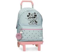 Joumma Disney Micky und Minnie Kisses Rucksack, anpassbar an Trolley, Blau, 32 x 42 x 15 cm, Polyester, 20,46 l, blau, Rucksack anpassbar an Trolley