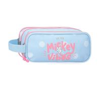 Joumma Disney Micky Vibes Federmäppchen mit 3 Fächern, Blau, 22 x 10 x 9 cm, Polyester, 1,98 l, blau, Talla única, Dreifachmäppchen