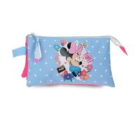 Joumma Disney Minnie Flowers Etui Triple Blue Claro 22x12x5 cm Polyester
