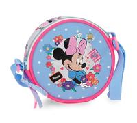 Joumma Disney Minnie Flowers Umhängetasche, rund, Hellblau, 14 x 14 x 4 cm, Polyester