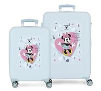 Joumma Disney Minnie My Happy Place Kofferset, Blau, 55/65 cm, starr, 7,28 kg, seitlicher Kombinationsverschluss, ABS, 7,28 kg, 91 l, Handgepäck, blau, Talla única, Koffer-Set