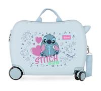 Joumma Disney Stitch Hearts Kinderkoffer, blau, 50 x 38 x 20 cm, starr, 2,05 kg, seitlicher Kombinationsverschluss, ABS, 2,05 kg, 34 l, Handgepäck