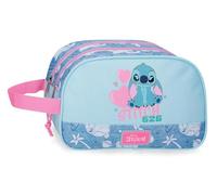 Joumma Disney Stitch Hearts Kulturbeutel, Zwei Fächer, anpassbar, Blau, 26 x 16 x 11 cm, Polyester