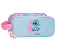 Joumma Disney Stitch Hearts Triple Etui, 22 x 10 x 9 cm, Polyester, Blau