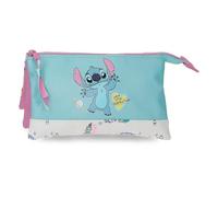 Joumma Disney Stitch Little Destruction Federmäppchen mit 3 Fächern, Türkis, Grün, 22 x 12 x 5 cm, PVC