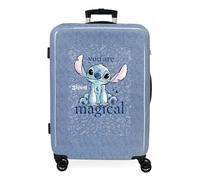 Joumma Disney Stitch You Are Magical Koffer, mittelgroß, blau, 46 x 65 x 23 cm, starr, 3 kg, mit seitlichem Zahlenschloss, ABS, 3 kg, 56 lexibel, blau, Talla única, Mittelgroßer Koffer