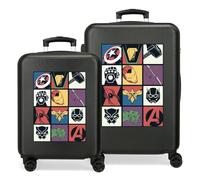 Joumma Marvel Avengers Power Squad Kofferset Schwarz 46x65x23 cm Hartschale ABS Seitliches Zahlenschloss 91 l 5,6 kg 4 Doppelrollen Handgepäck