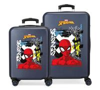 Joumma Marvel Graffity of Spiderman Kofferset Blau 55/65 cm Starres 6 kg Seitenkombinationsschloss ABS 6 kg 91L Handgepäck