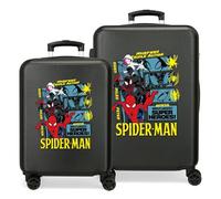 Joumma Marvel Spider-Man Urban Hero Kofferset Schwarz 46x65x23 cm Hartschale ABS Seitliches Zahlenschloss 91 l 5,6 kg 4 Doppelrollen Handgepäck