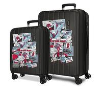 Joumma Marvel Spiderman-Comic-Koffer-Set, Schwarz, 55/65 cm, 6,8 kg, TSA-Verschluss, ABS, 6,8 kg, 109 l, ausziehbar, Handgepäck