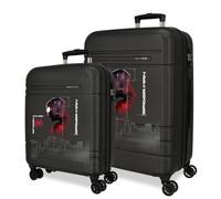 Joumma Marvel Spiderman Technology Koffer-Set, Schwarz, 55/68 cm, harter ABS-Kunststoff, Verschluss TSA 111L, 6,5 kg, 4 Doppelräder