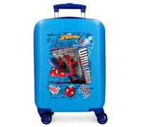 Joumma Marvel Spiderman Wall Crawler Blauer Kabinenkoffer 33x50x20 cm, starres ABS-Seitenkombinationsschloss 28.4L 2.3kg 4 Doppelräder