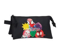 Joumma Marvel Versus Spidey Dreifach-Federmäppchen, Schwarz, 22 x 12 x 5 cm, Polyester, 1,32 l, Schwarz, Talla única, Dreifachmäppchen