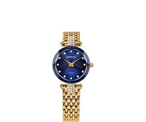 JOWISSA Blau/Gold Facet Strass Schweizer Damenuhr J5.632.S