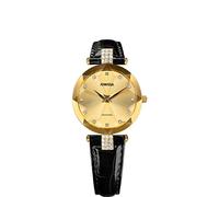 JOWISSA Gold/Schwarz Facet Strass Schweizer Damenuhr J5.615.M