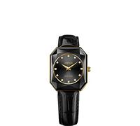 JOWISSA Schwarz/Gold Facet Radiant Schweizer Damenuhr J8.072.M