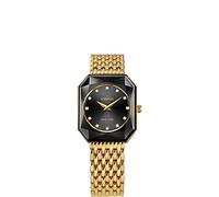 JOWISSA Schwarz/Gold Facet Radiant Schweizer Damenuhr J8.078.M