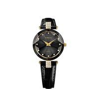 JOWISSA Schwarz/Gold Facet Strass Schweizer Damenuhr J5.614.M