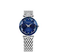 JOWISSA Stahl/Blau Facet Strass Schweizer Damenuhr J5.703.M