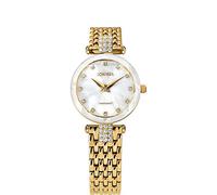 JOWISSA Weiss/Gold Facet Strass Schweizer Damenuhr J5.633.S