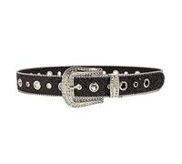 JowTreex Damen Herren Strass-Gürtel, Bling Western Cowgirl Cowboy Nieten Leder Gürtel Diamant Taillengürtel für Jeans Hosen, Schwarz , Taille 28"-35"