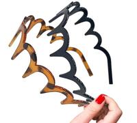 Jowxsx 2 Stück Leopard Braun und Schwarz Zick Zack Stirnband Haifischzahn Haarkamm Harte Stirnbänder Kunststoff gewellter Haarkamm Stirnband für Damen Mädchen Herren Haarstyling-Zubehör