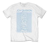 Joy Division T Shirt Unknown Pleasures Blau on Weiß Logo offiziell Herren Weiß XL