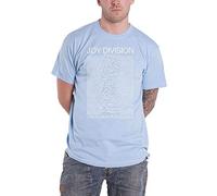 Joy Division T Shirt Unknown Pleasures Weiß On Blau Logo offiziell Herren Blau XL
