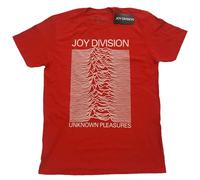 Joy Division T Shirt Unknown Pleasures Weiß On Rot Logo Nue offiziell Herren Rot XL