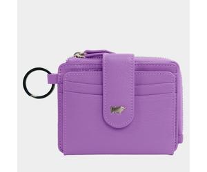 JOY RFID Kartenbörse mit Schlüsselring 8 Kartenfächer violett Damen - Leder