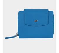 JOY RFID Reißverschluss-Geldbörse M 8 Kartenfächer blau Damen - Leder
