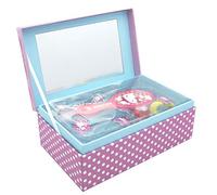 Joy Toy Hello Kitty Schmuckschatulle mit Accessoires: 2 Haarspangen, 1 Ring, 1 Zöpfchenhalter, 1 Armband, 1 Haarbürste 18x11,5x7 cm