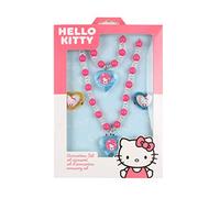 Joy Toy Hello Kitty Schmuckset: 1 Perlenarmband, 1 Perlenhalskettchen, 2 Ringe - in Geschenkpackung 12x4x18 cm