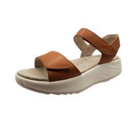 JOYA Flores Light Brown, Damen Cross-Sandale aus Glattleder mit verstellbarem Klettverschluss, Hellbraun, 41