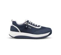 JOYA Laura Blue, komfortabler Damen Sneaker aus weichem Nubukleder mit Schnürung und seitlichem Reißverschluss, in elegantem Blau Gr. 40 1/3