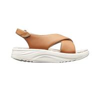 JOYA Lisbon Light Brown, Damen Cross-Sandale aus Glattleder mit verstellbarem Klettverschluss, Hellbraun, 36