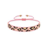 Joya Love Rosa Armband für Damen, Surfer-Geschenk, Leopardenmuster, Rocailles-Perlen, verstellbar, handgefertigt, Muster, Boho-Statement-Armband
