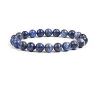 Joyas Minerales Dunkler Sodalith-Armband - 100% echte Natursteine | Bequem & elegant | Elastische koreanische Schnur | Inkl. Geschenkbox (Dunkler Sodalith, 10mm)