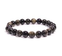 Joyas Minerales Goldene Obsidian-Armband - 100% echte Natursteine | Bequem & elegant | Elastische koreanische Schnur | Inkl. Geschenkbox (Goldene Obsidian, 6mm)