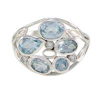 Joyas Plata echte Edelsteine Multi Form fünf facettierten blauen Topas Ringe - 925 Sterling Silber blauen Topas Ring - Dezember Geburt Schütze Astrologie echte Edelsteine Ring