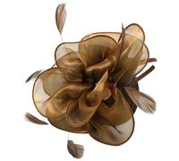 Joygoodta Fascinator -Hüte für Frauen, Mesh Ribbons Federn auf einem Teepartyhut, Elegante Vintage -Faszinatoren Hut für Hochzeitsfaszinator, Teepartyhut, Cocktailhut, Braun