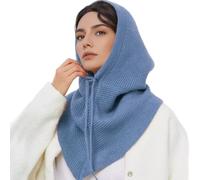 Joygoodta Kapuzenschal für Damen, 2-in-1-Kapuzenschal, Wintermütze, Mützen, gestrickte Häkelmütze, Schals-Set, Blau